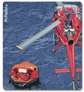 Plastimo liferaft in rescue operation